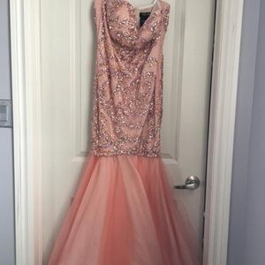 Strapless Pink Sequin Mermaid Prom Dress